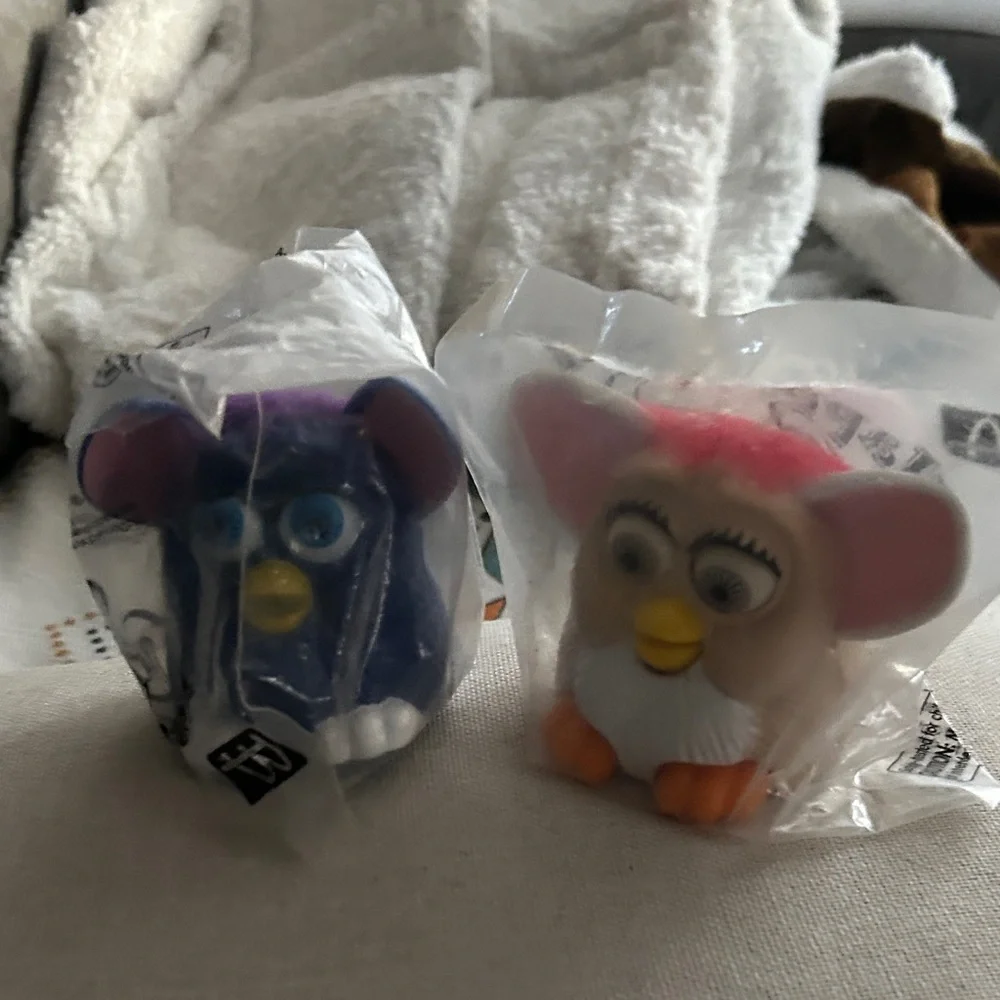 2 pcs Vintage McDonald's Happy Meal Furby Toy in original packaging.